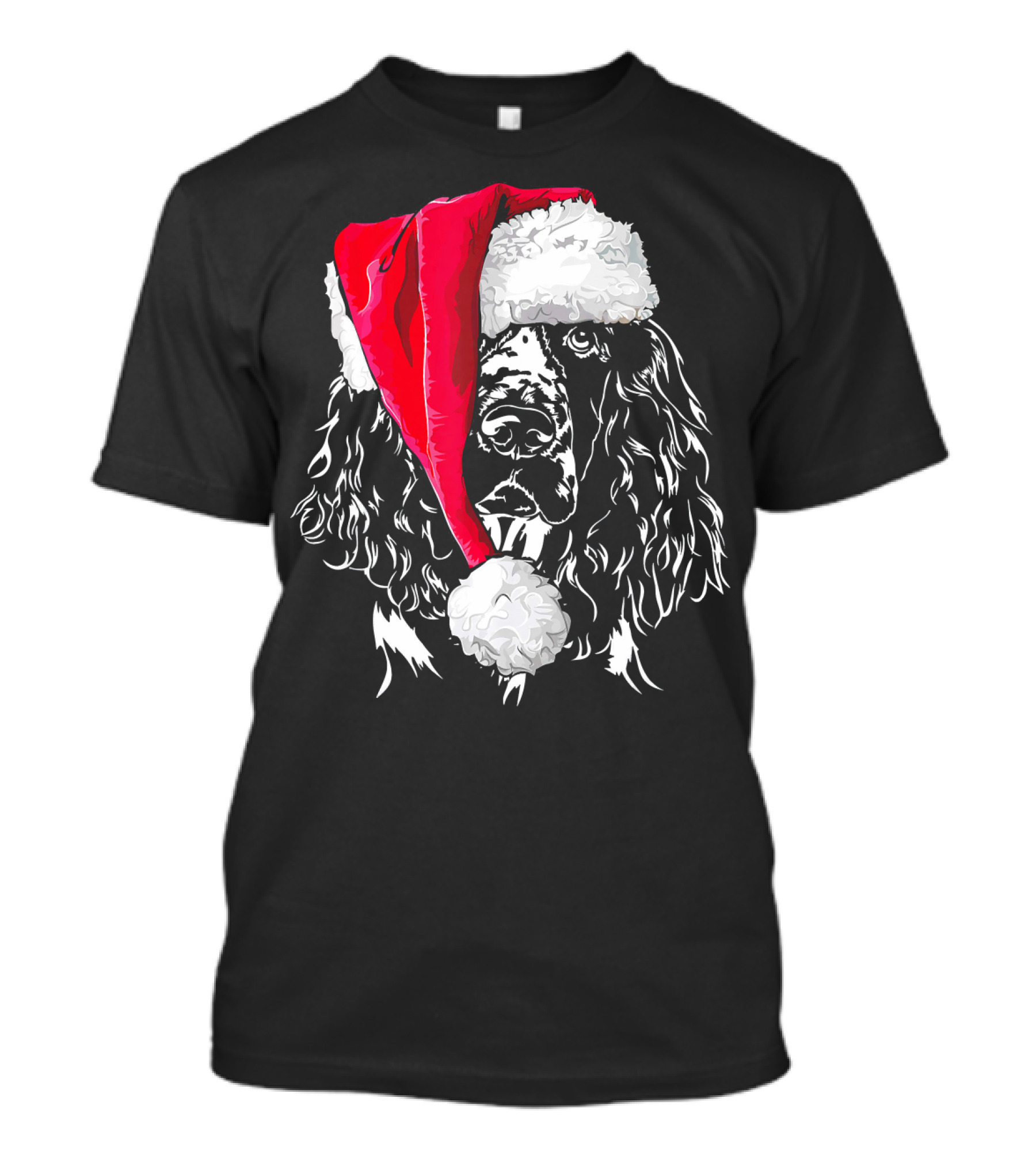Funny Springer Spaniel Santa Hat Holiday Dog T-Shirt