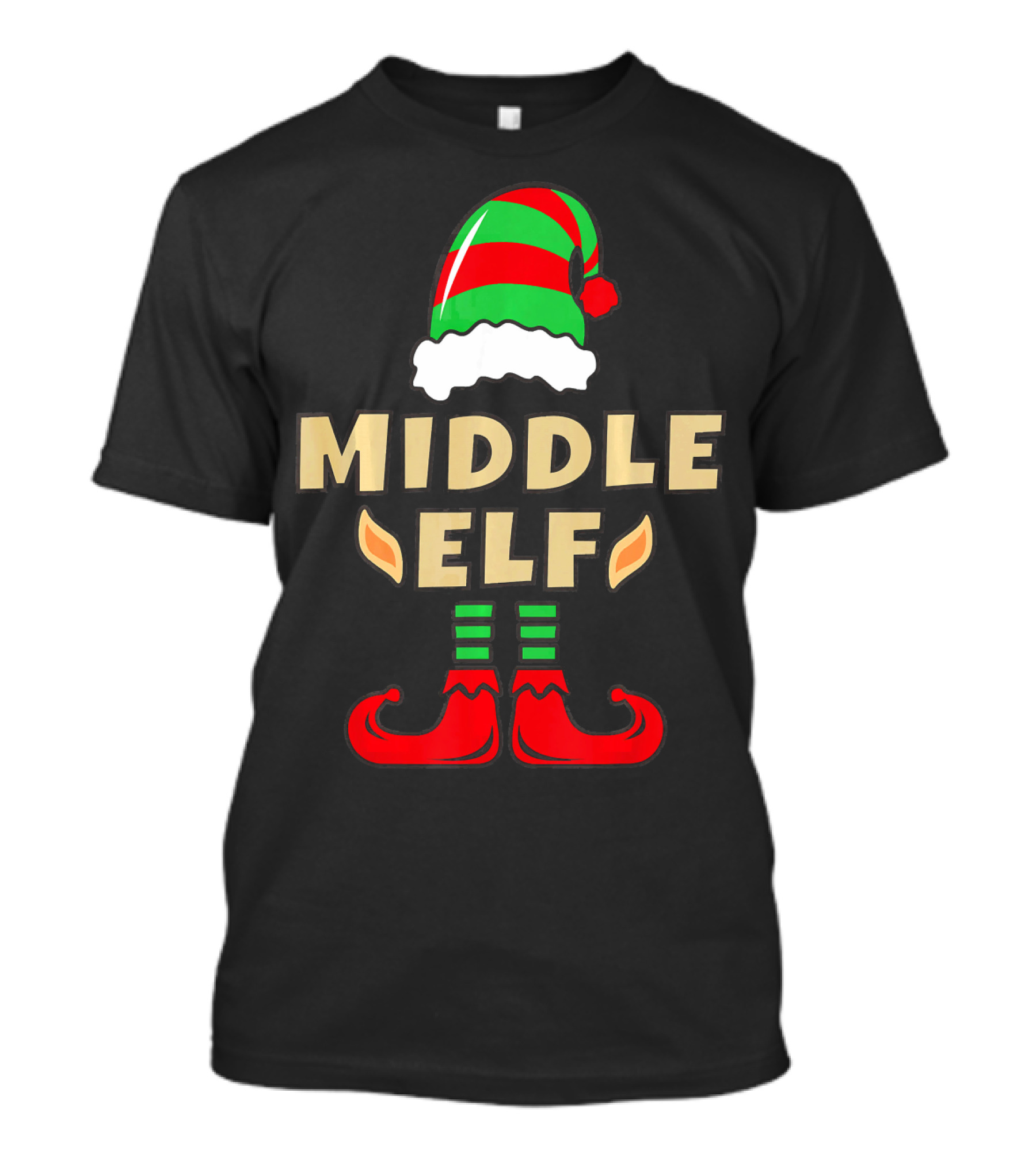 Middle Child Elf Christmas Costume Hat And Shoes T-Shirt