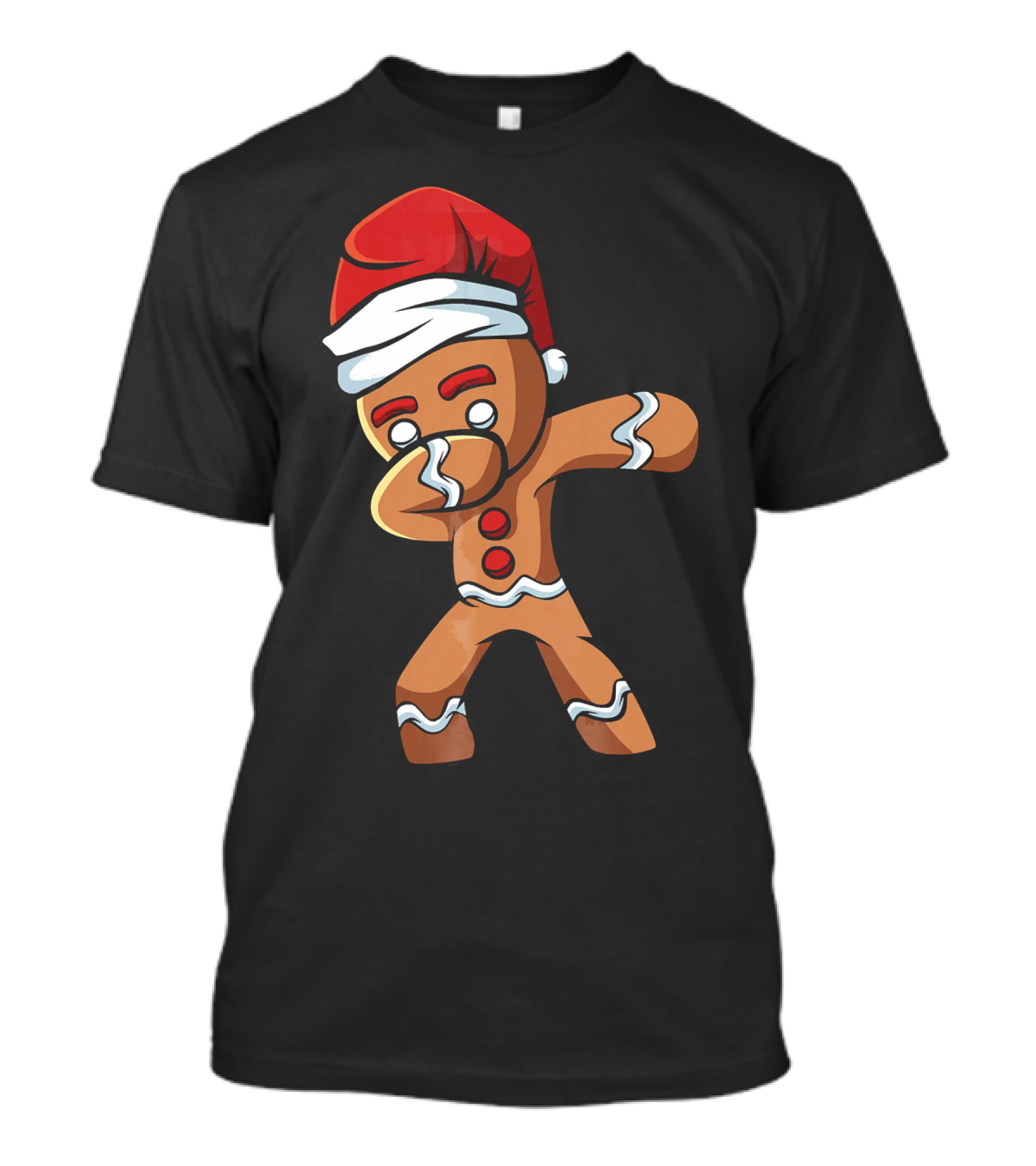 Dabbing Gingerbread Man Santa Hat Holiday Dance T-Shirt