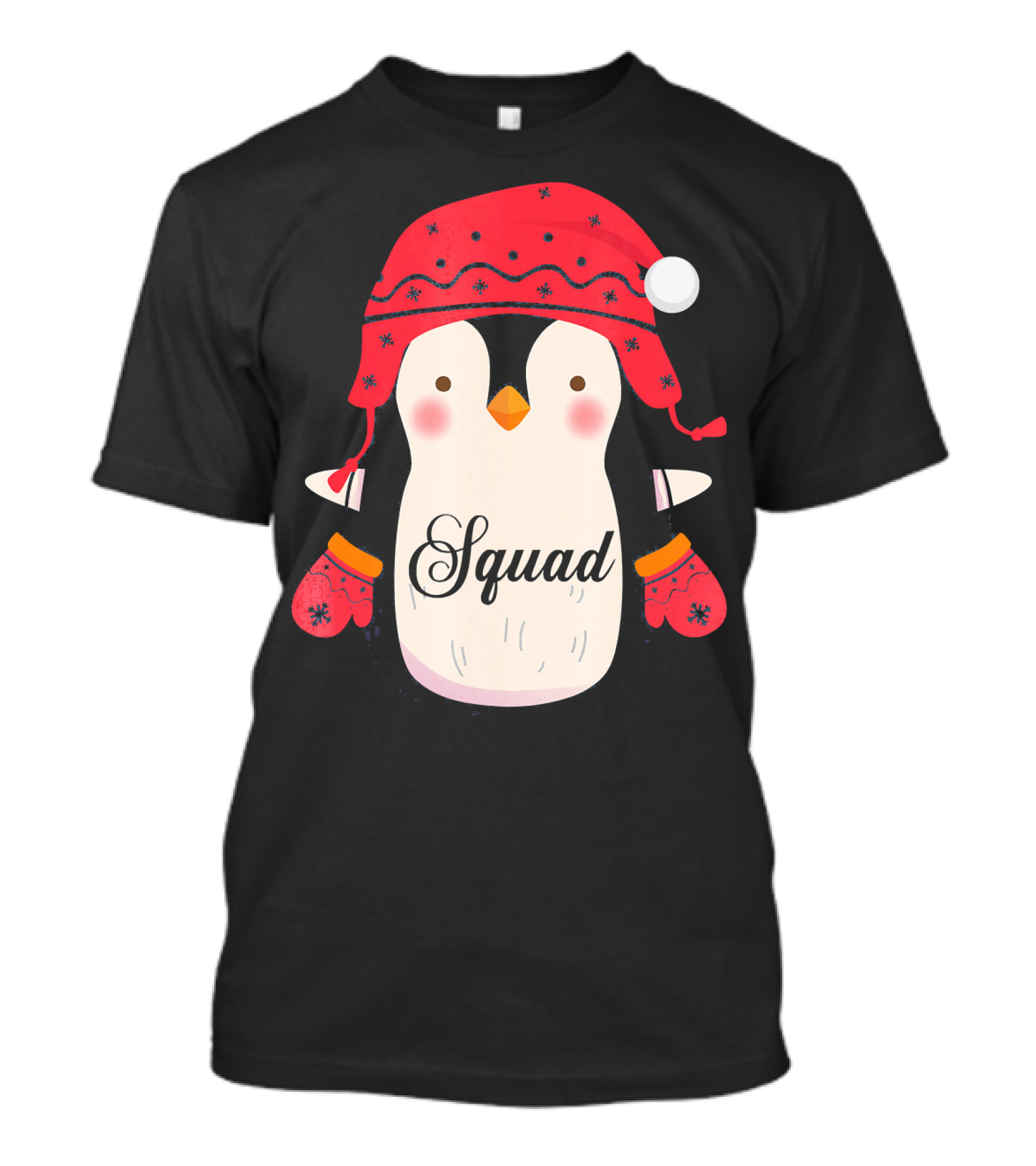 Squad Penguin Christmas Hat And Mittens T-Shirt