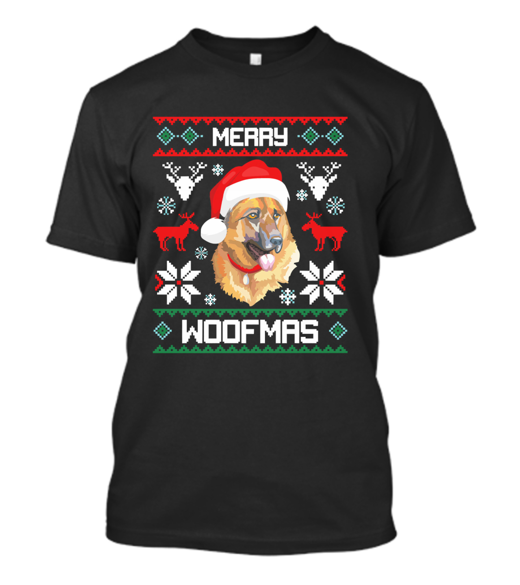 Merry Woofmas German Shepherd Dog Christmas T-Shirt