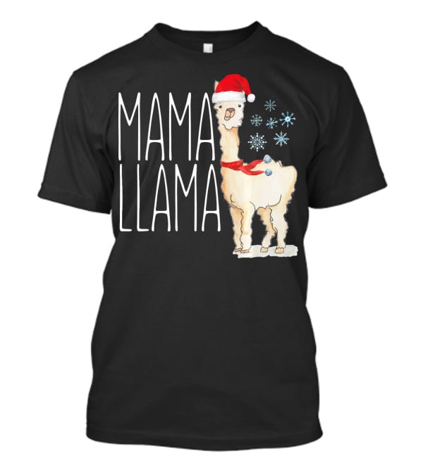Mama Llama Christmas Snowflakes Santa Hat T-Shirt
