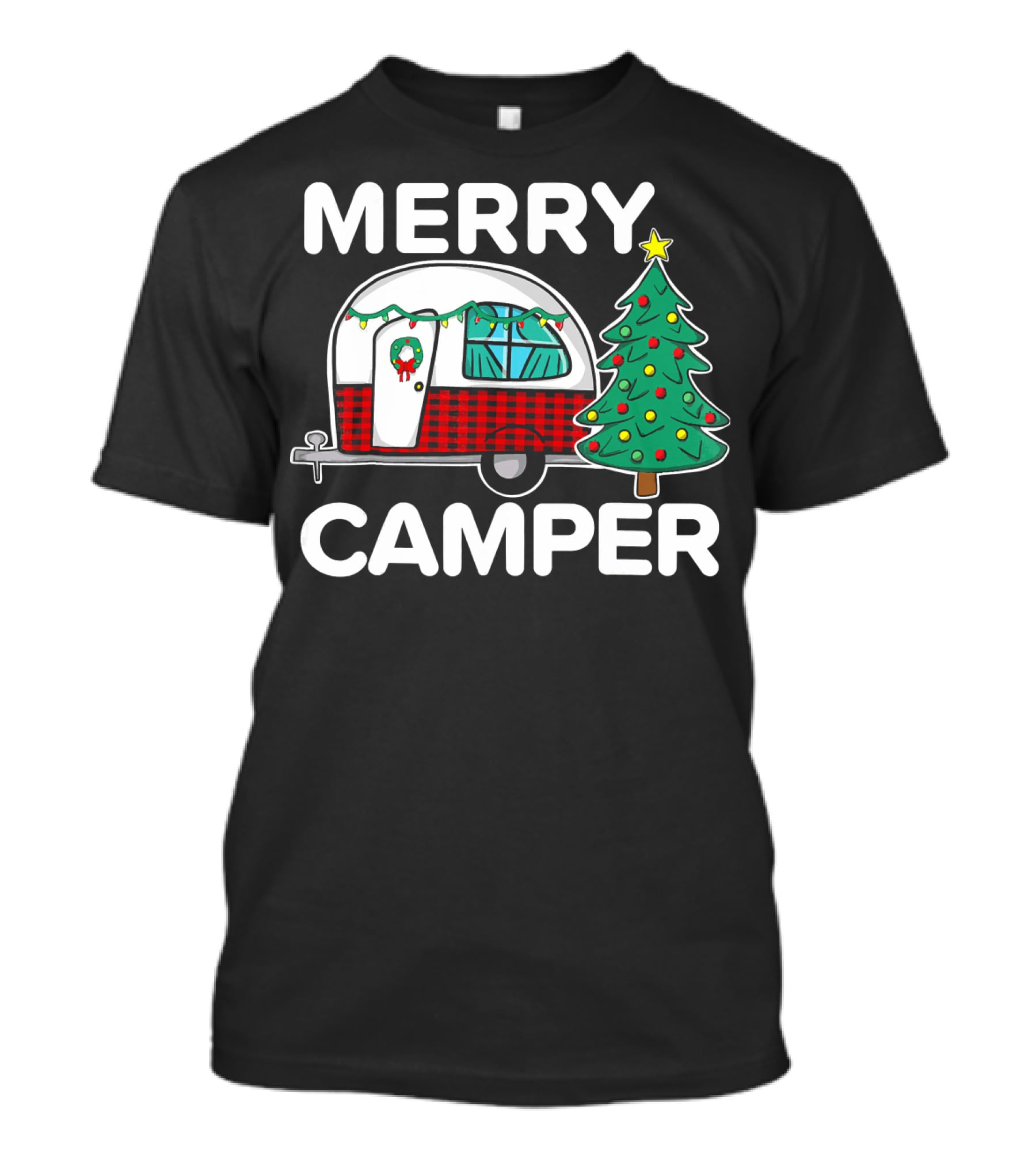 Merry Camper Vintage Camper Christmas Tree Retro Holiday Decor T-Shirt