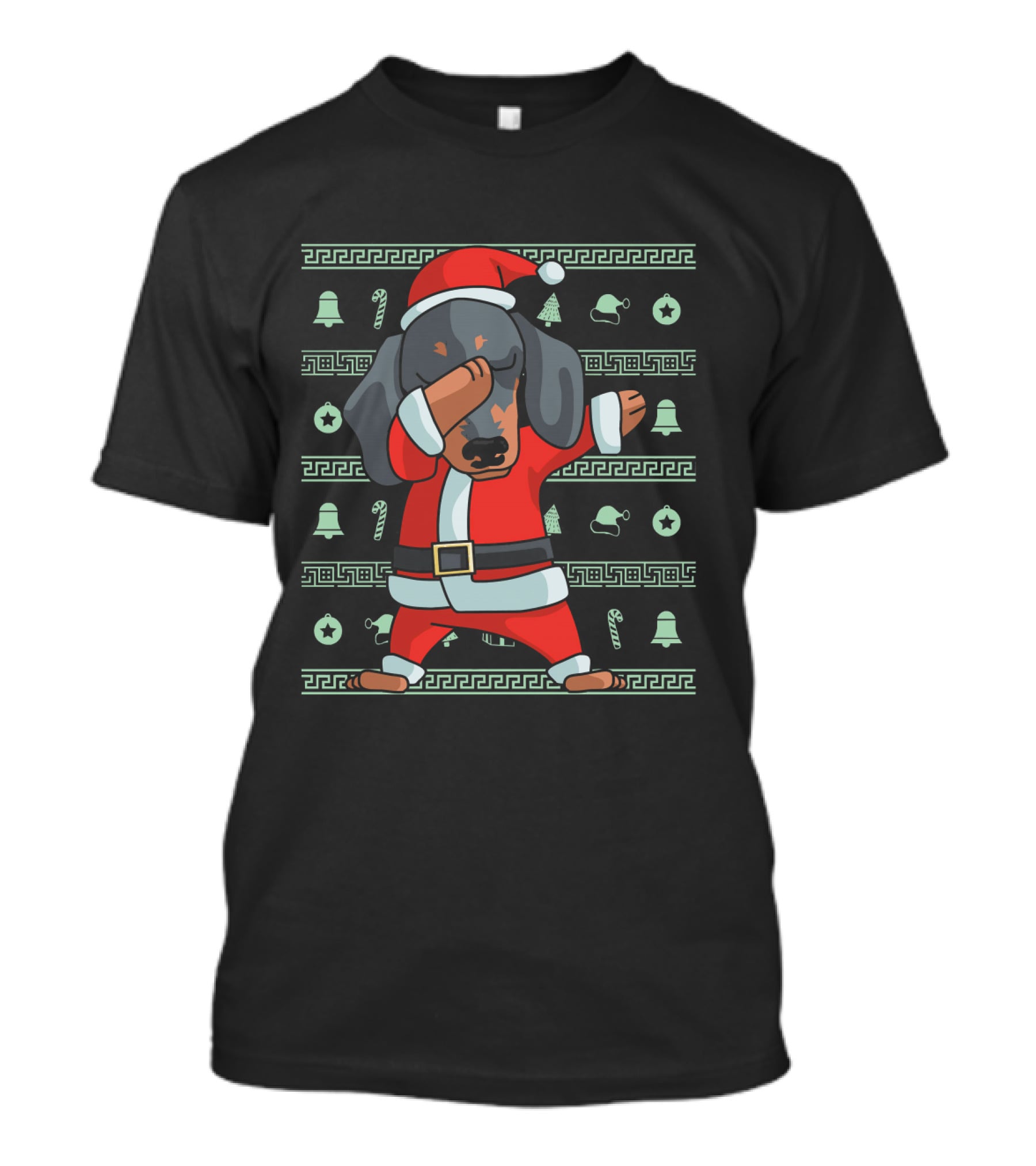 Dabbing Dachshund Santa Funny Christmas Holiday T-Shirt
