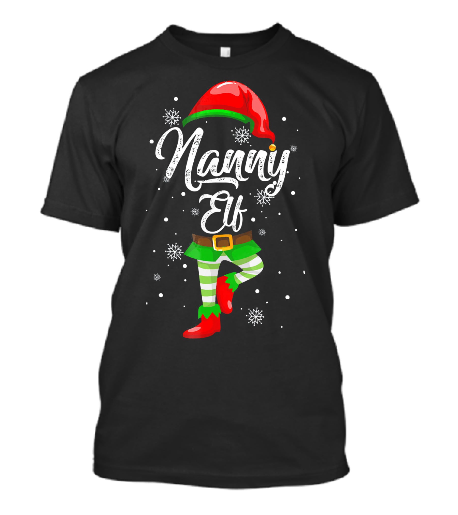Nanny Elf Festive Christmas Snowflakes T-Shirt