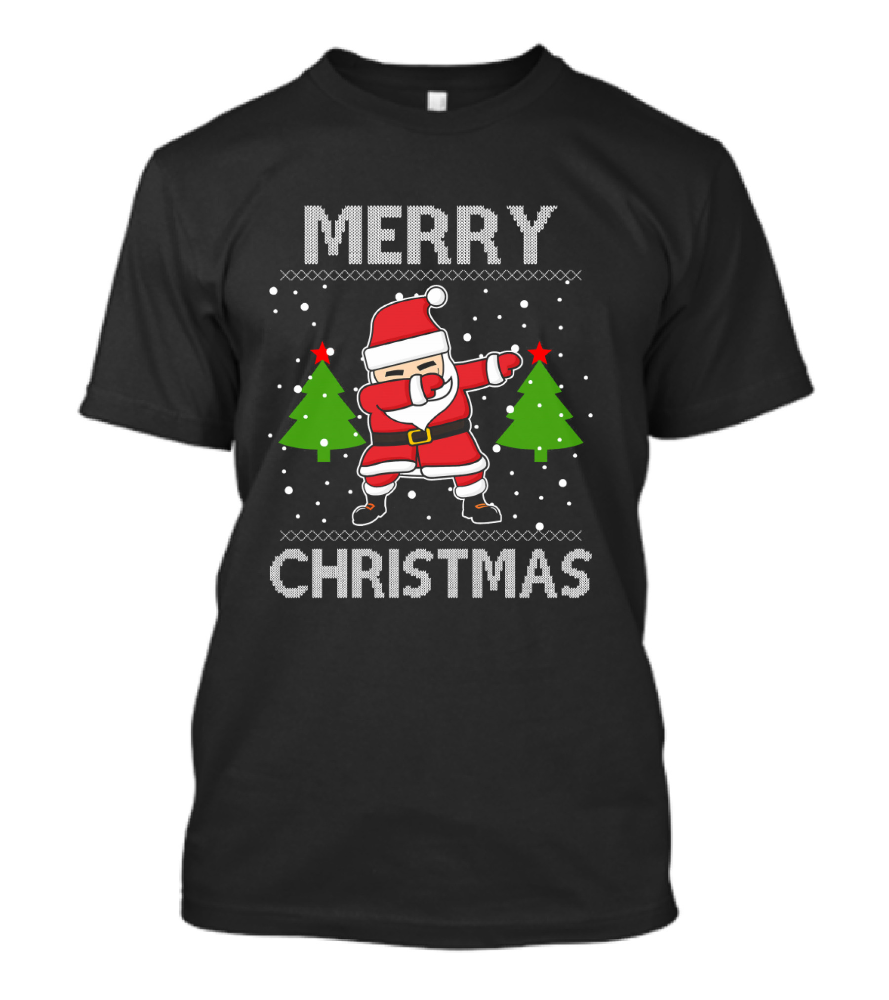 Merry Christmas Santa Dabbing With Christmas Trees T-Shirt