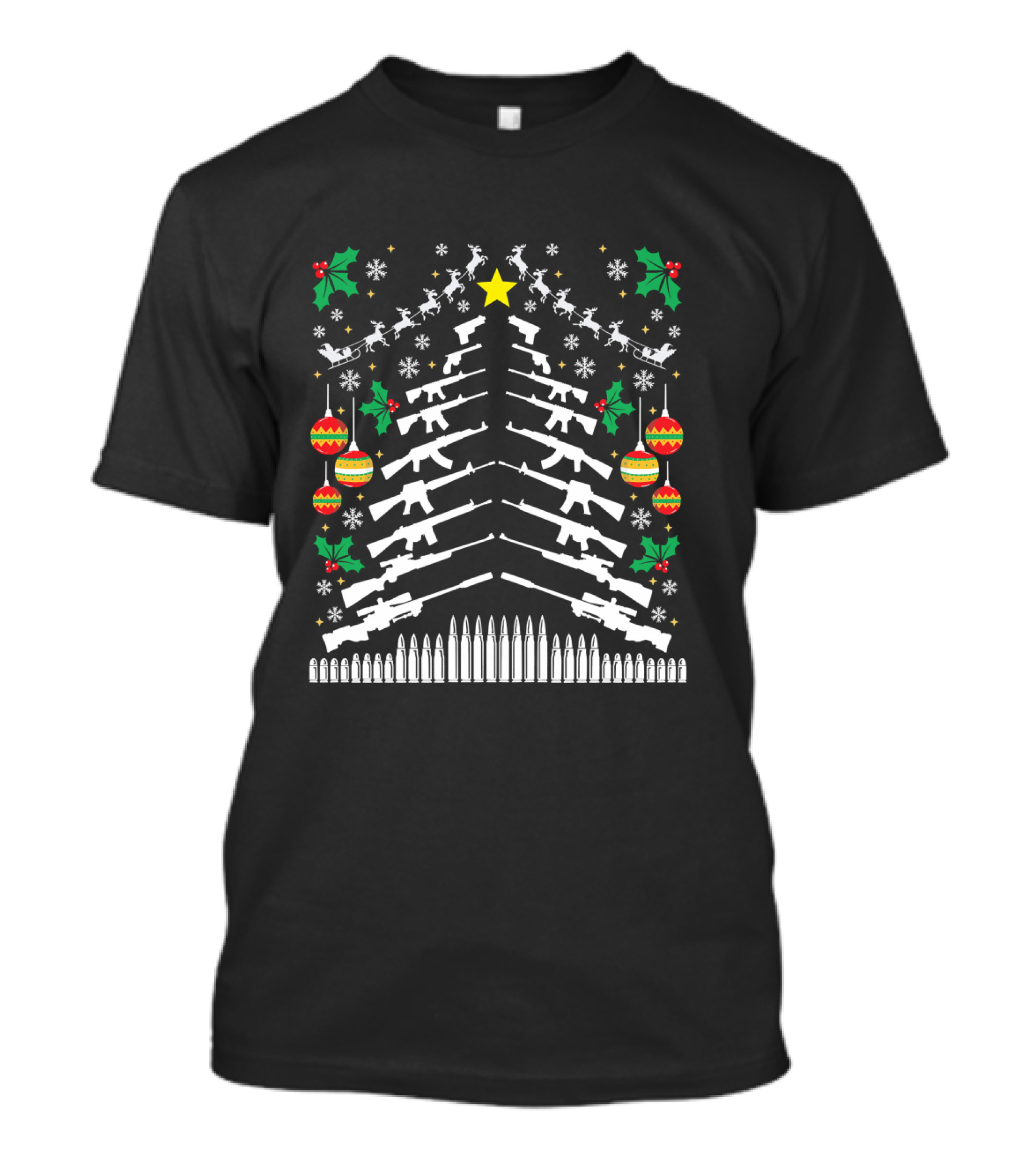 Guns AR 15 2nd Amendment Christmas Tree Funny Long Holiday T-Shirt