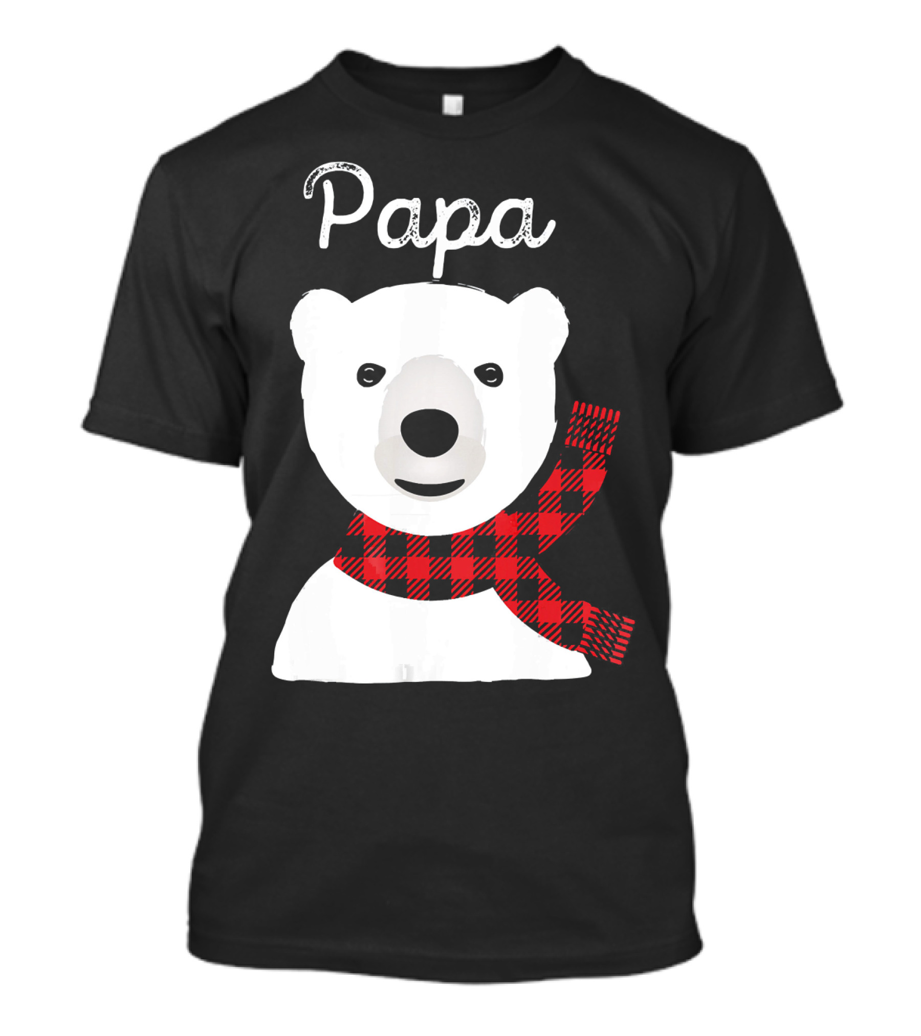 Papa Bear Buffalo Check Christmas Family Matching T-Shirt