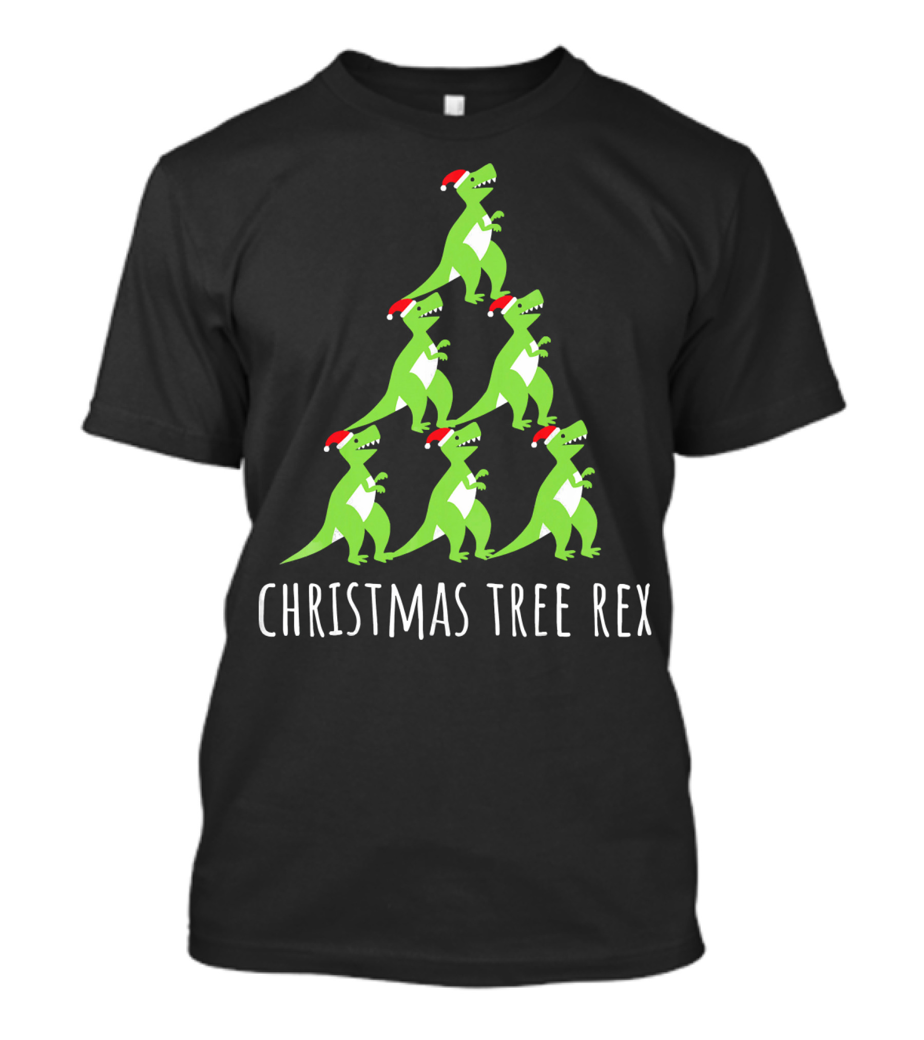 Christmas Tree Rex Dino Funny Boy Girl Santa Hats T-Shirt