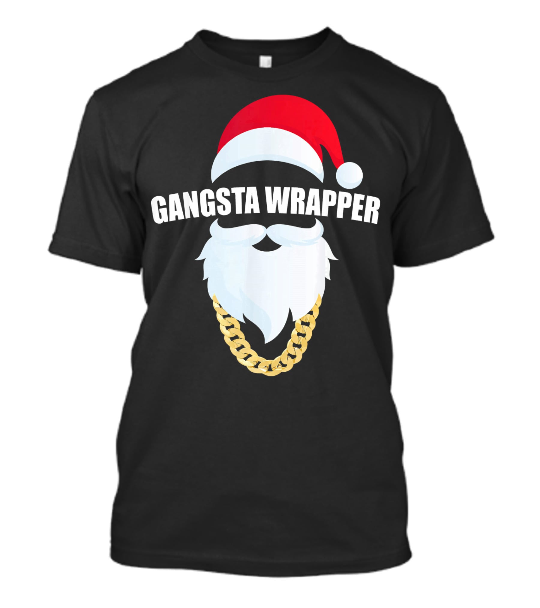 Gangsta Wrapper Santa With Gold Chain Beard And Hat T-Shirt