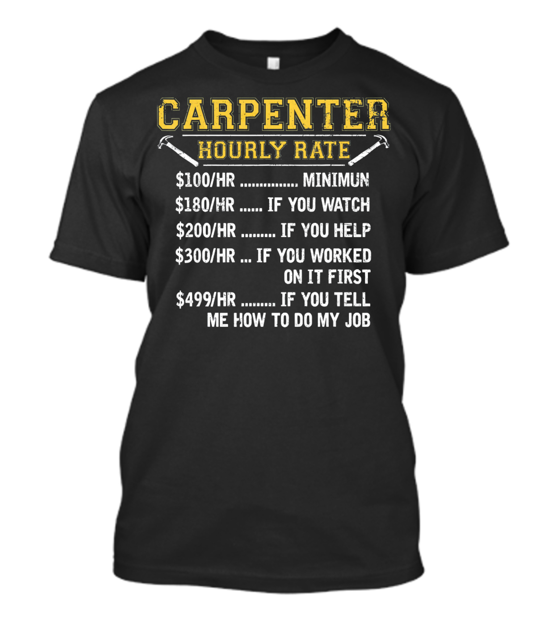 Carpenter Hourly Rate Minimum Watch Help First Tell Me How To Do My Job T-Shirt