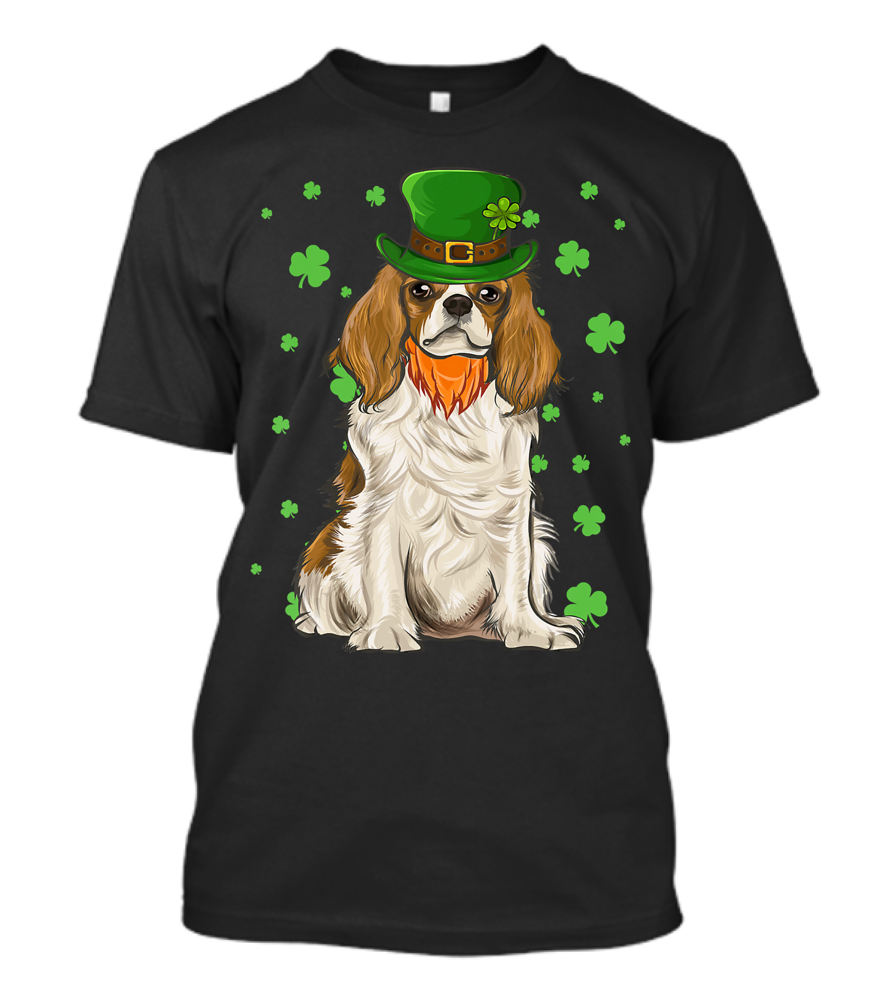 St Patricks Day Cavalier King Charles Spaniel Green Hat Clover T-Shirt