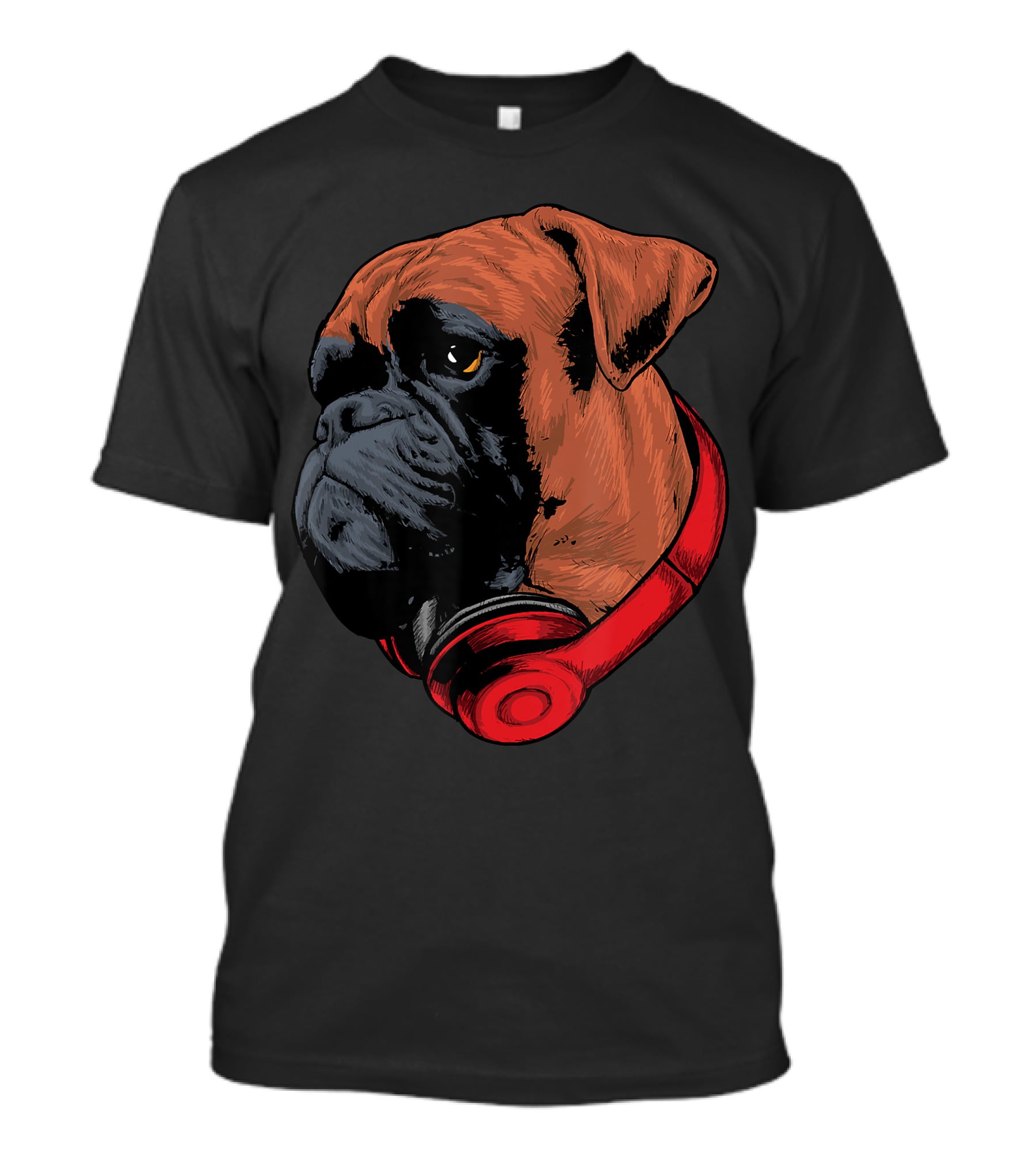 Boxer Dog With Red Headphones Cool Gaming T-Shirt