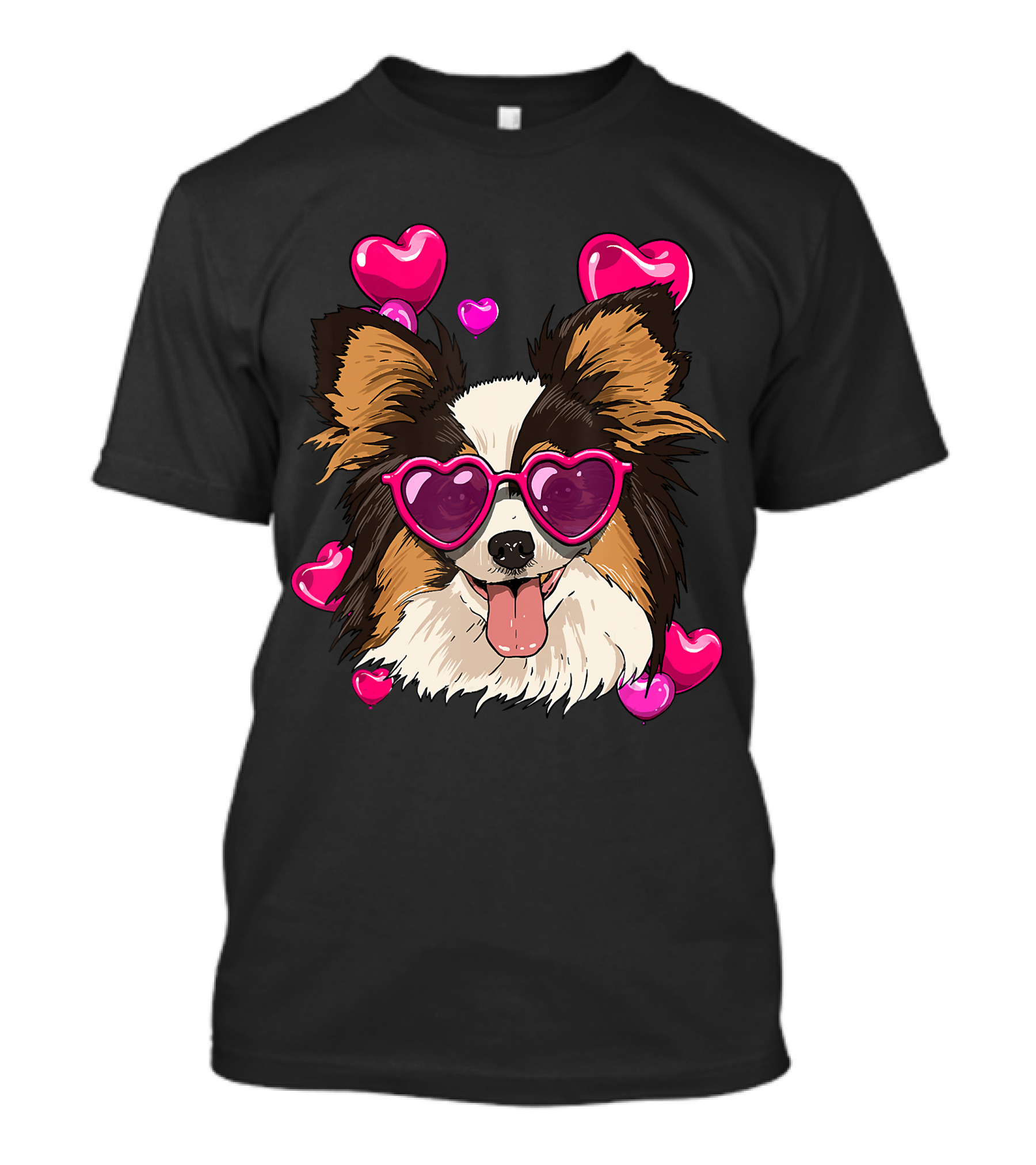 Papillon Heart Sunglasses Pink Hearts Valentines Day T-Shirt