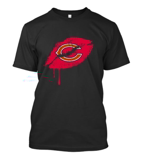 Chicago Bears Logo Within Red Lip Print T-Shirt
