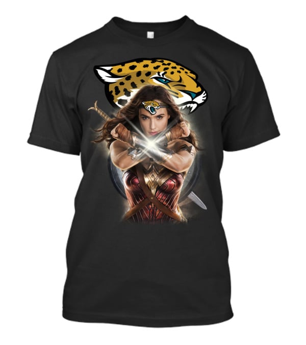 Jacksonville Jaguars Wonder Woman Crossed Gauntlets Jaguar T-Shirt