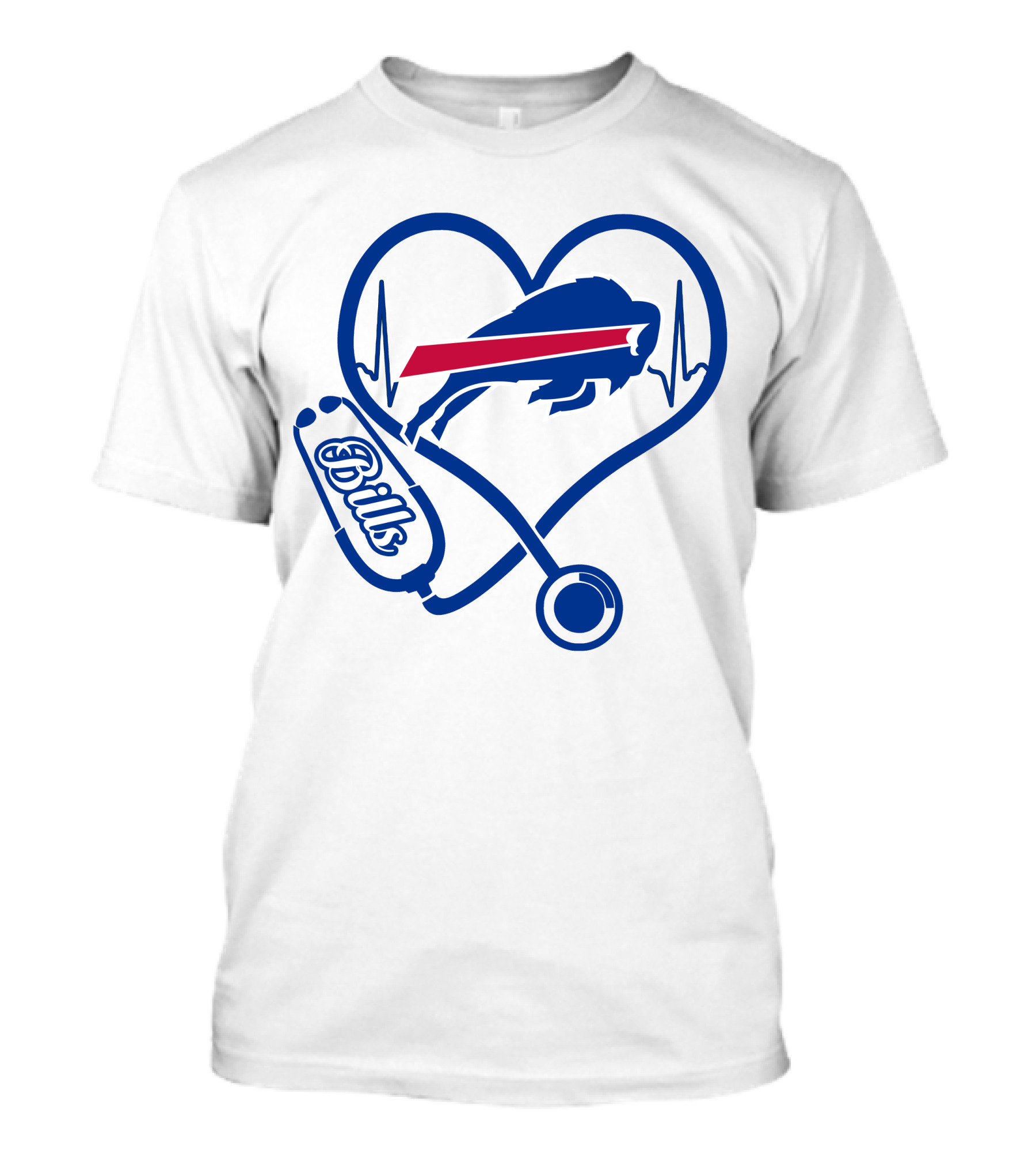 Nurse Heartbeat Stethoscope Buffalo Bills T-Shirt